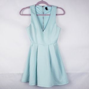 Windsor Womens Dress Fit Flare Stretch Pleated Size Small Light Blue Marilyn Mon